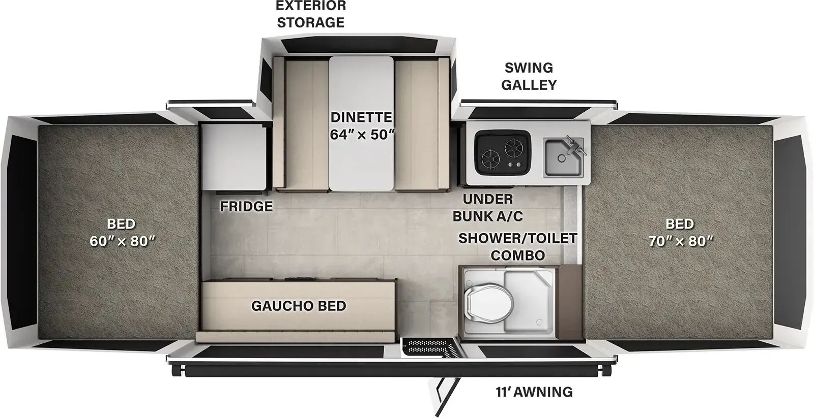 2027 ROCKWOOD FREEDOM CT 2380FT Floorplan