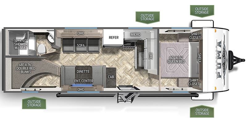 2023 PALOMINO PUMA XLE 23BHC Floorplan