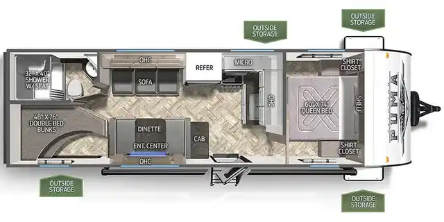 2023 PALOMINO PUMA XLE 23BHC Floorplan